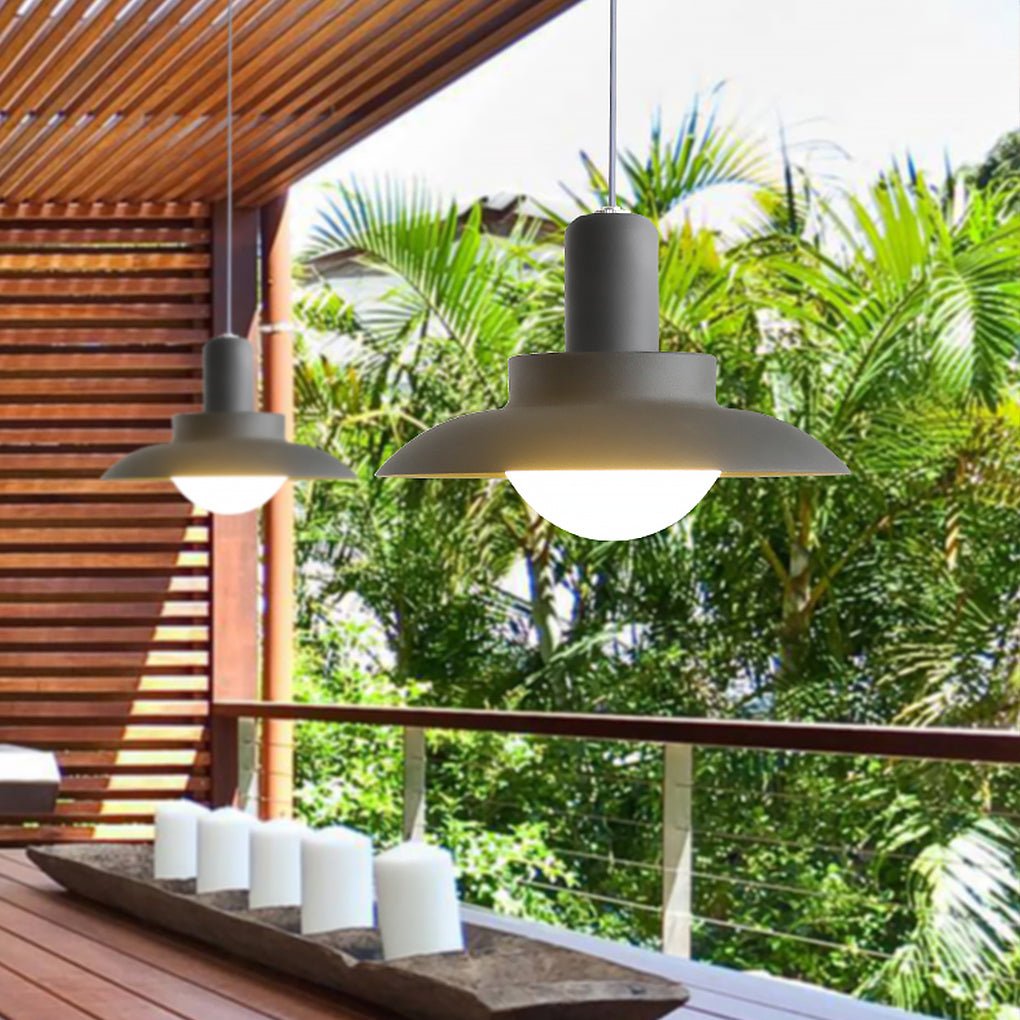 Modern Waterproof Exterior LED Chandelier with Frosted Glass for Covered Patio and Garden