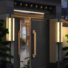 Modern Waterproof LED Exterior Wall Sconce with Black Finish and Resin Marble Texture Shade