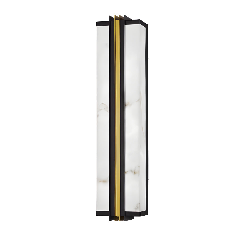 Modern Waterproof LED Exterior Wall Sconce with Black Finish and Resin Marble Texture Shade