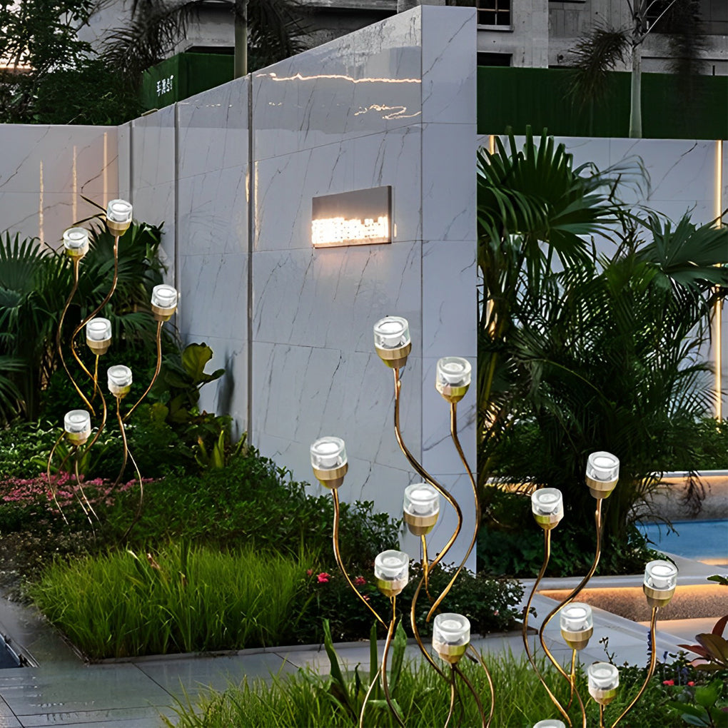 Modern Waterproof LED Flower Bud Garden Lawn Lamp Stainless Steel Pathway Lighting