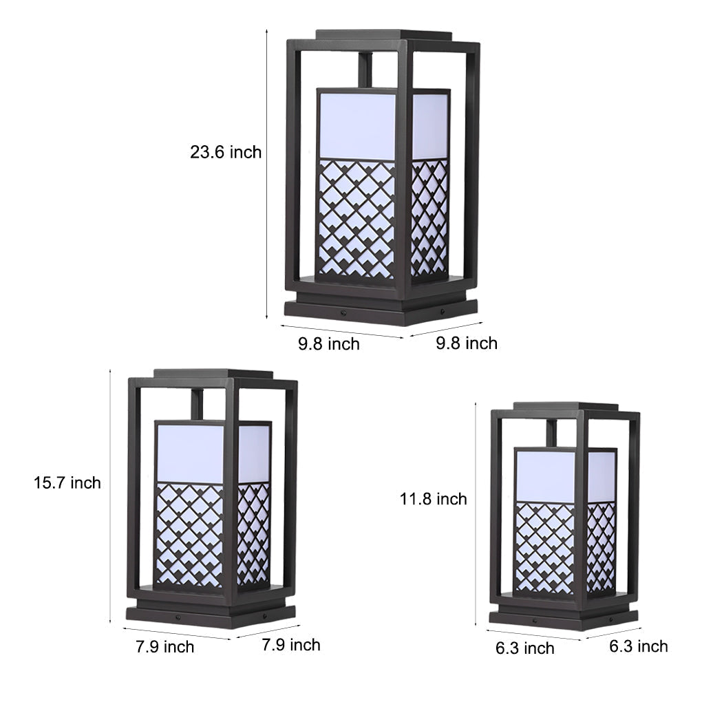 Modern Waterproof LED Outdoor Lawn Lamp Retro Black Metal Solar Garden Lantern for Pathway