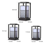 Modern Waterproof LED Outdoor Lawn Lamp Retro Black Metal Solar Garden Lantern for Pathway