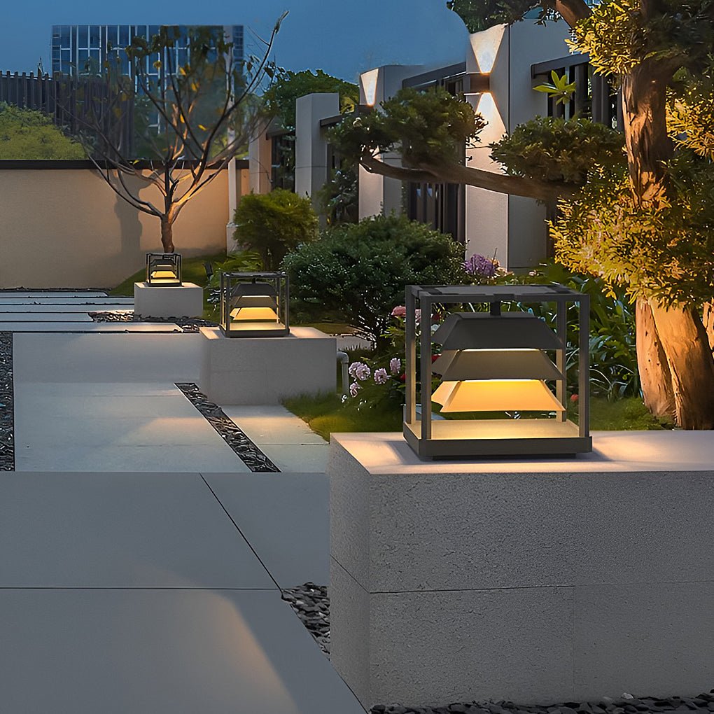 Modern Waterproof LED Outdoor Pillar Light Stainless Steel Garden Post Lamp for Courtyard Path Lighting