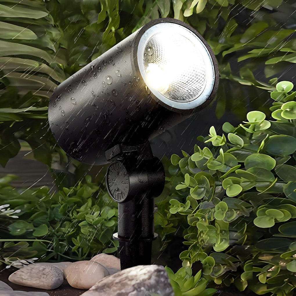 Modern Waterproof LED Outdoor Spotlight for Garden Landscape and Lawn Lighting in Black Aluminum