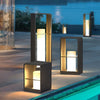 Modern Waterproof LED Solar Outdoor Post Lanterns in Black Rectangular Frame