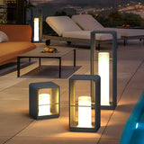 Modern Waterproof LED Solar Outdoor Post Lanterns in Black Rectangular Frame