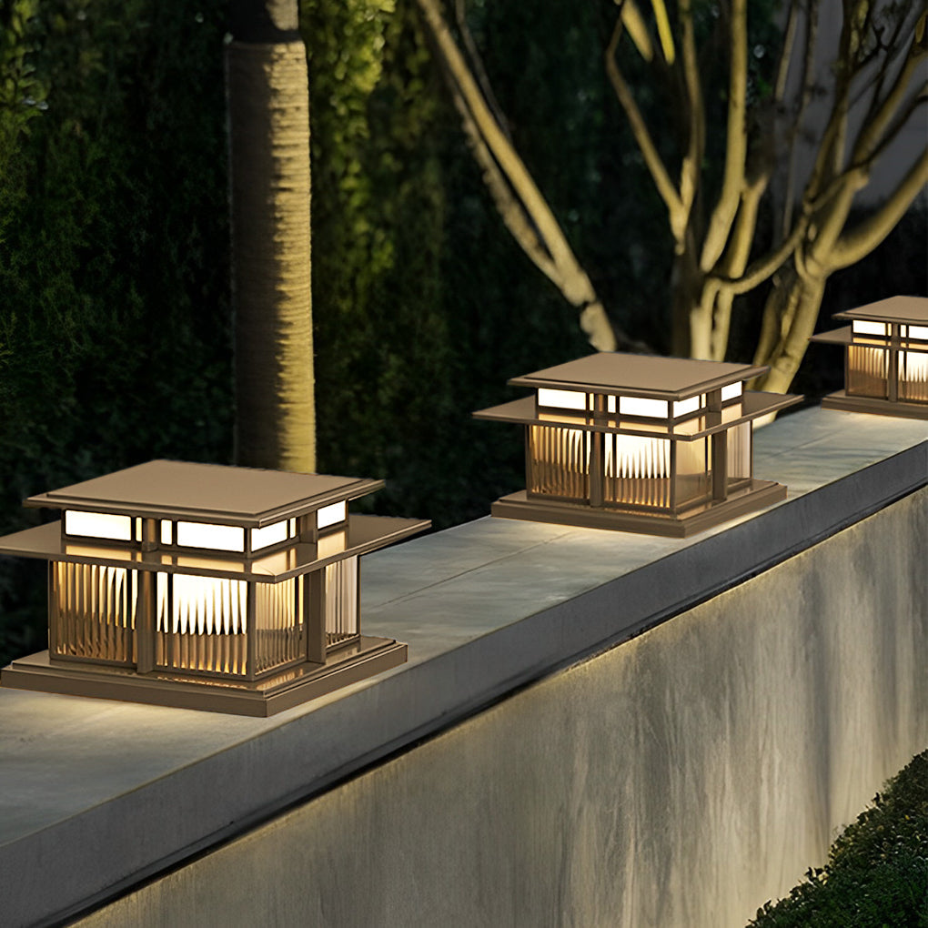 Modern Waterproof LED Solar Post Cap Light Outdoor Stainless Steel Pillar Lantern for Garden Fence