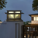 Modern Waterproof LED Solar Post Cap Light Outdoor Stainless Steel Pillar Lantern for Garden Fence