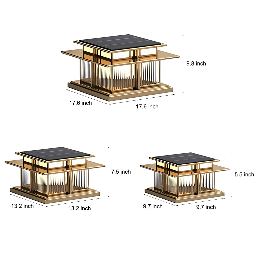 Modern Waterproof LED Solar Post Cap Light Outdoor Stainless Steel Pillar Lantern for Garden Fence