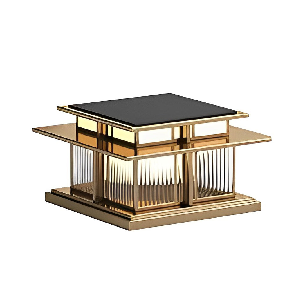 Modern Waterproof LED Solar Post Cap Light Outdoor Stainless Steel Pillar Lantern for Garden Fence