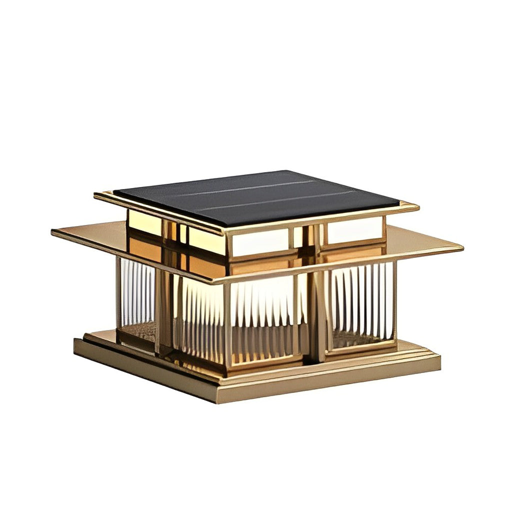 Modern Waterproof LED Solar Post Cap Light Outdoor Stainless Steel Pillar Lantern for Garden Fence