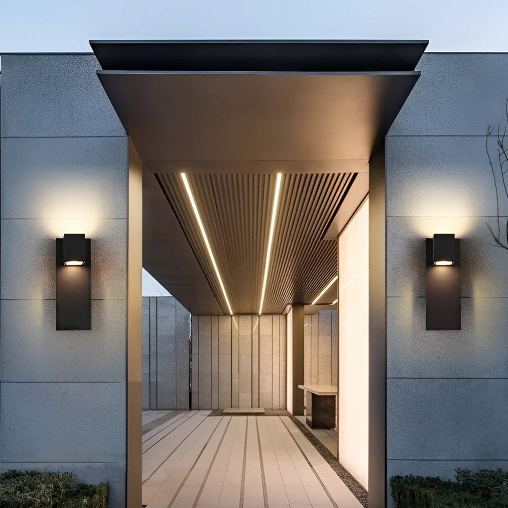 Modern Waterproof LED Up and Down Outdoor Wall Sconce Lighting Aluminum Exterior Lamp in Black