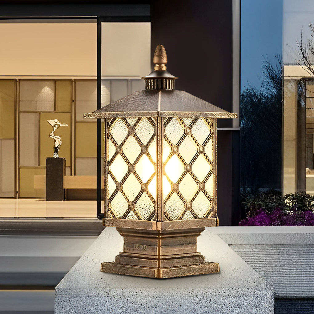 Modern Waterproof Outdoor Fence Post Pillar Light Aluminum Garden Exterior Lantern