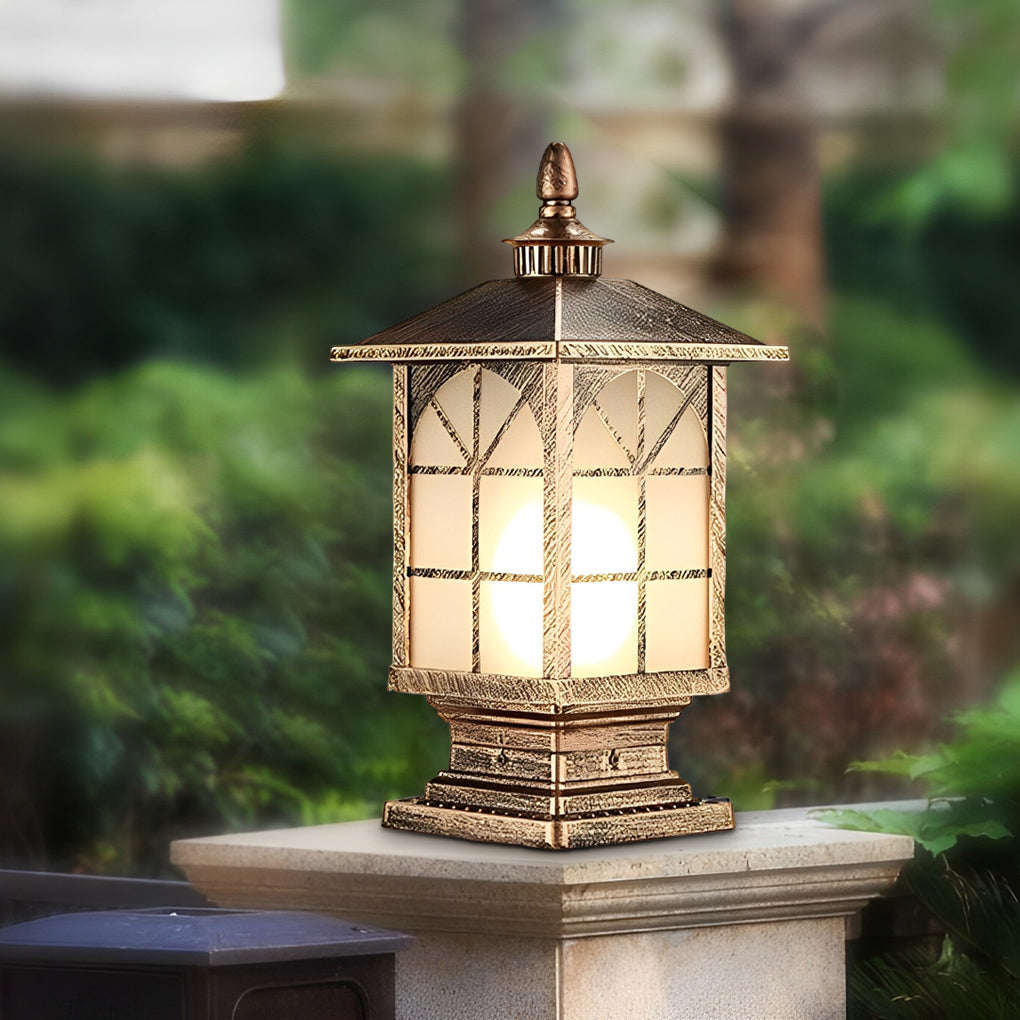 Modern Waterproof Outdoor Fence Post Pillar Light Aluminum Garden Exterior Lantern