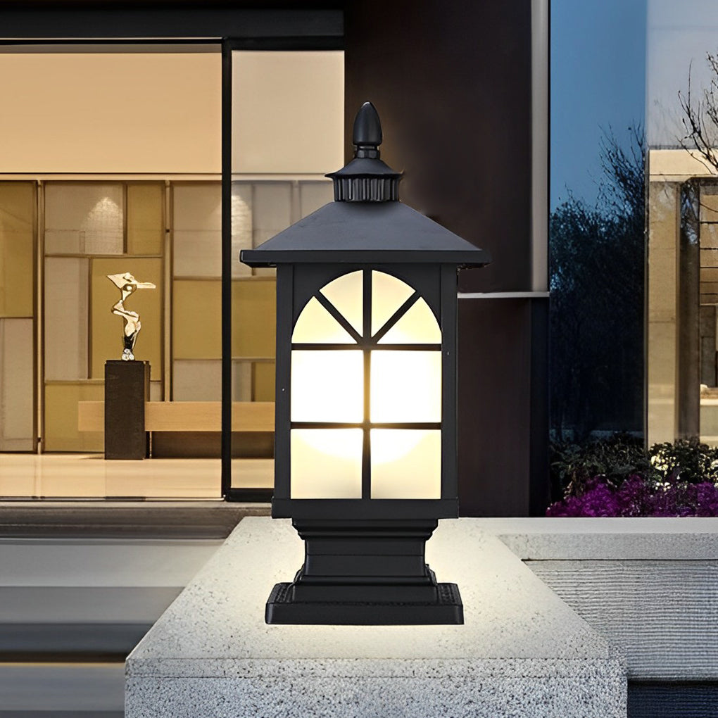 Modern Waterproof Outdoor Fence Post Pillar Light Aluminum Garden Exterior Lantern