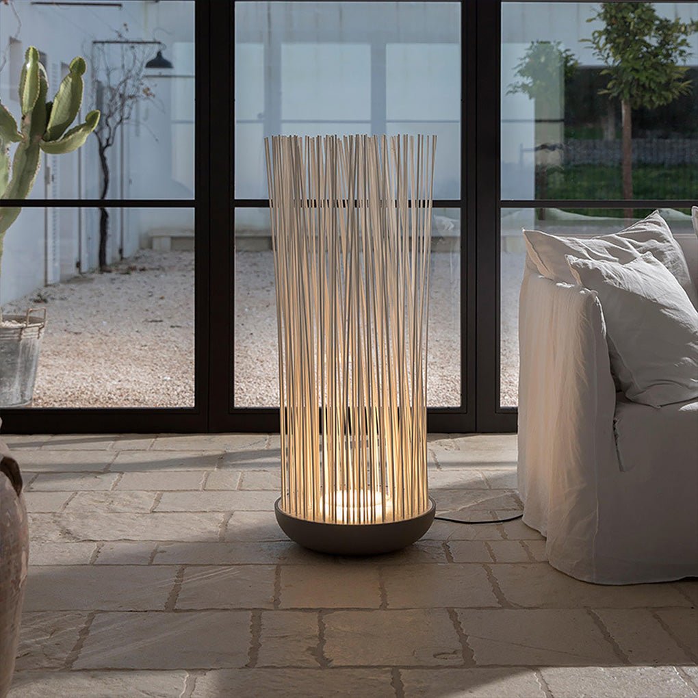 Modern Waterproof Outdoor LED Floor Lamp with Artificial Grass Accent for Patios and Gardens