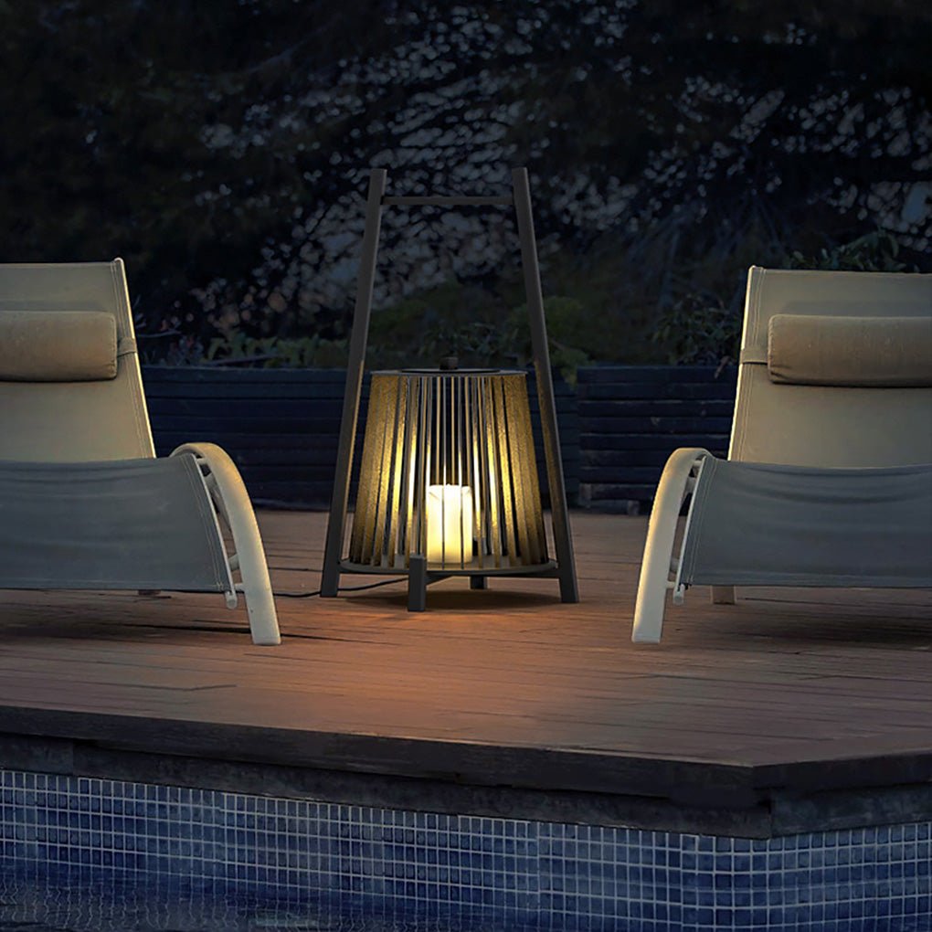 Modern Waterproof Outdoor LED Lantern Candle Style Floor Lamp for Garden Patio and Courtyard