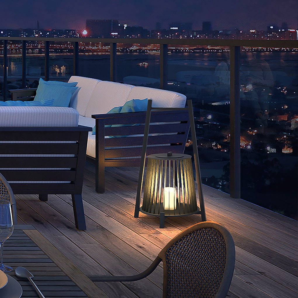 Modern Waterproof Outdoor LED Lantern Candle Style Floor Lamp for Garden Patio and Courtyard