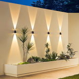 Modern Waterproof Solar Outdoor Wall Sconce with Up and Down LED Lighting in Black Finish