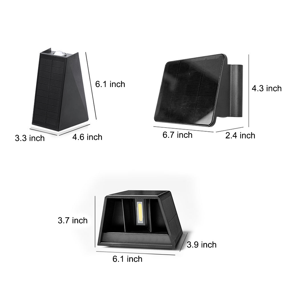 Modern Waterproof Solar Outdoor Wall Sconce with Up and Down LED Lighting in Black Finish