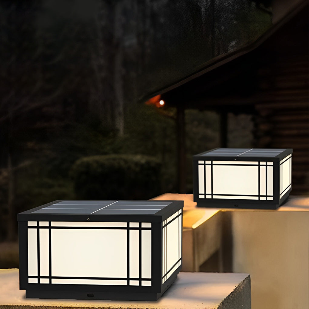 Modern Waterproof Solar Post Lights with 3 Color Dimming and Remote for Outdoor Garden and Fence