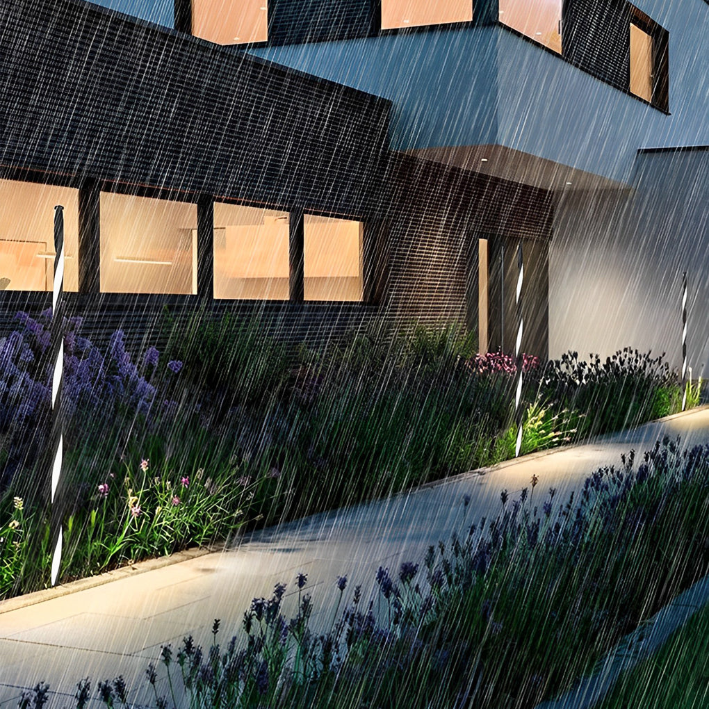 Modern Waterproof Solar Powered LED Garden Pathway Light Black Aluminum Landscape Lawn Lamp