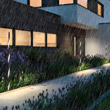 Modern Waterproof Solar Powered LED Garden Pathway Light Black Aluminum Landscape Lawn Lamp