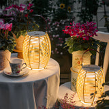 Modern Waterproof Solar Rattan Lantern Portable LED Outdoor Floor Lamp for Garden and Yard