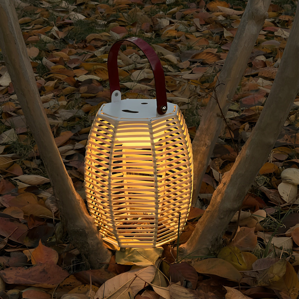 Modern Waterproof Solar Rattan Lantern Portable LED Outdoor Floor Lamp for Garden and Yard