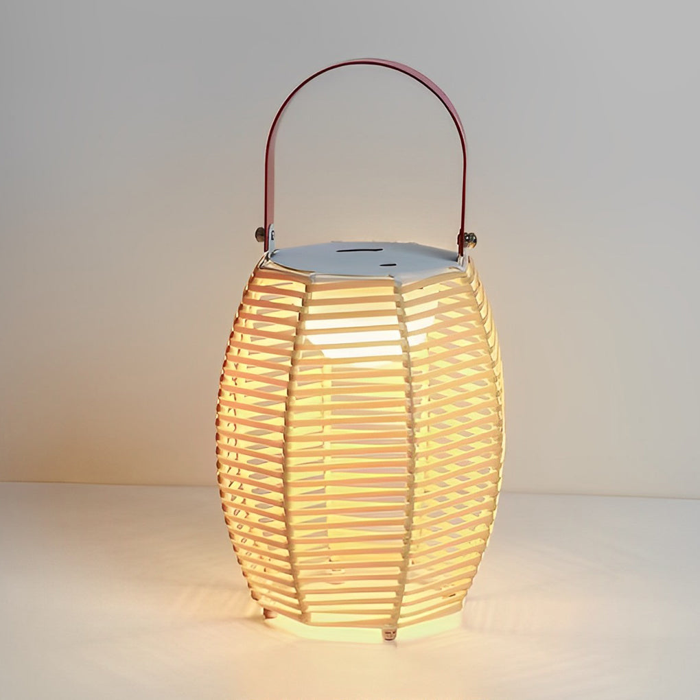 Modern Waterproof Solar Rattan Lantern Portable LED Outdoor Floor Lamp for Garden and Yard