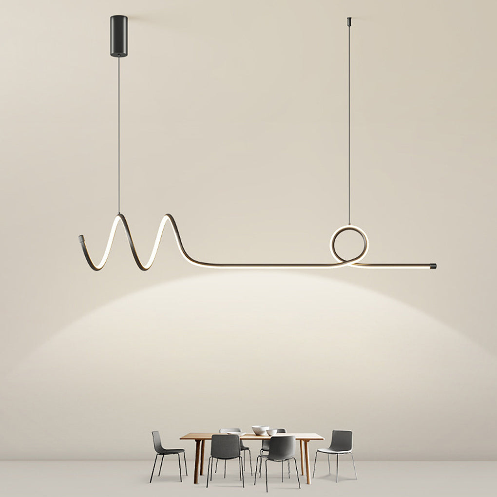 Modern Wave Design Dimmable LED Chandelier with Remote Control for Contemporary Living Room