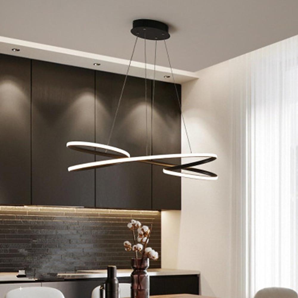 Modern Wave Design LED Ribbon Twist Chandelier Adjustable Pendant Light