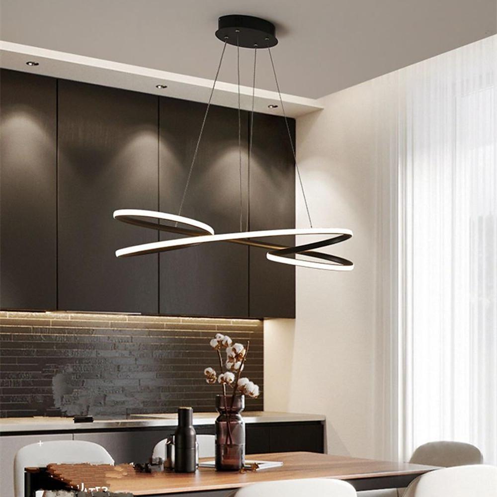Modern Wave Design LED Ribbon Twist Chandelier Adjustable Pendant Light