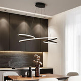 Modern Wave Design LED Ribbon Twist Chandelier Adjustable Pendant Light