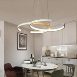 Modern Wave LED Island Chandelier Dimmable Pendant Light for Foyer and Kitchen Ceiling Lighting
