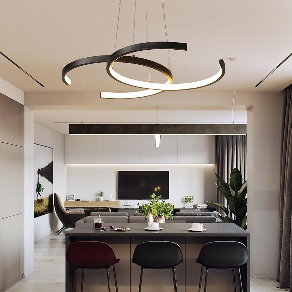 Modern Wave LED Island Chandelier Dimmable Pendant Light for Foyer and Kitchen Ceiling Lighting