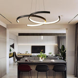 Modern Wave LED Island Chandelier Dimmable Pendant Light for Foyer and Kitchen Ceiling Lighting