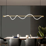 Modern Wave LED Linear Pendant Light for Kitchen Island and Office