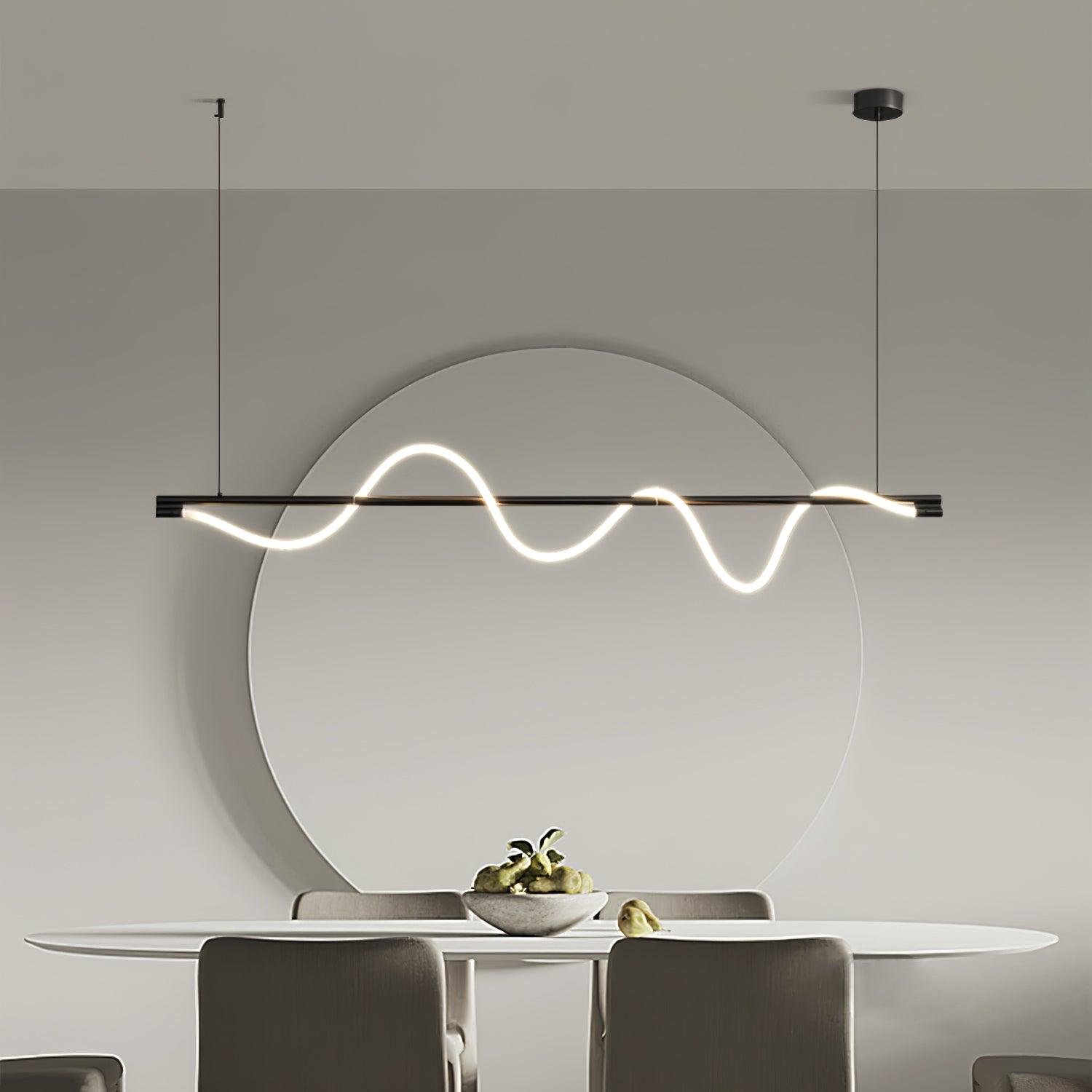 Modern Wave LED Linear Pendant Light for Kitchen Island and Office