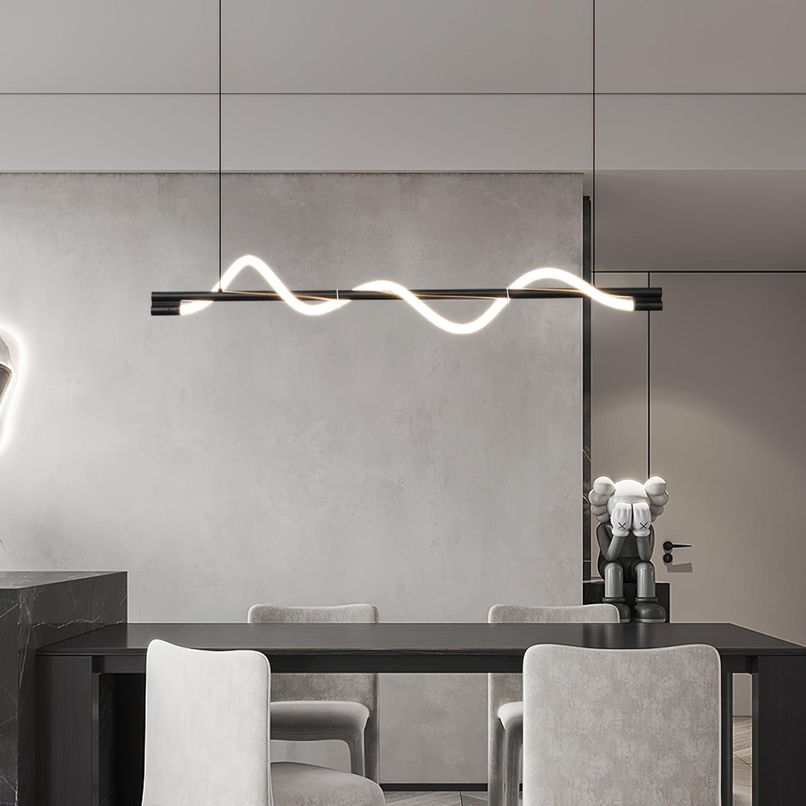 Modern Wave LED Linear Pendant Light for Kitchen Island and Office