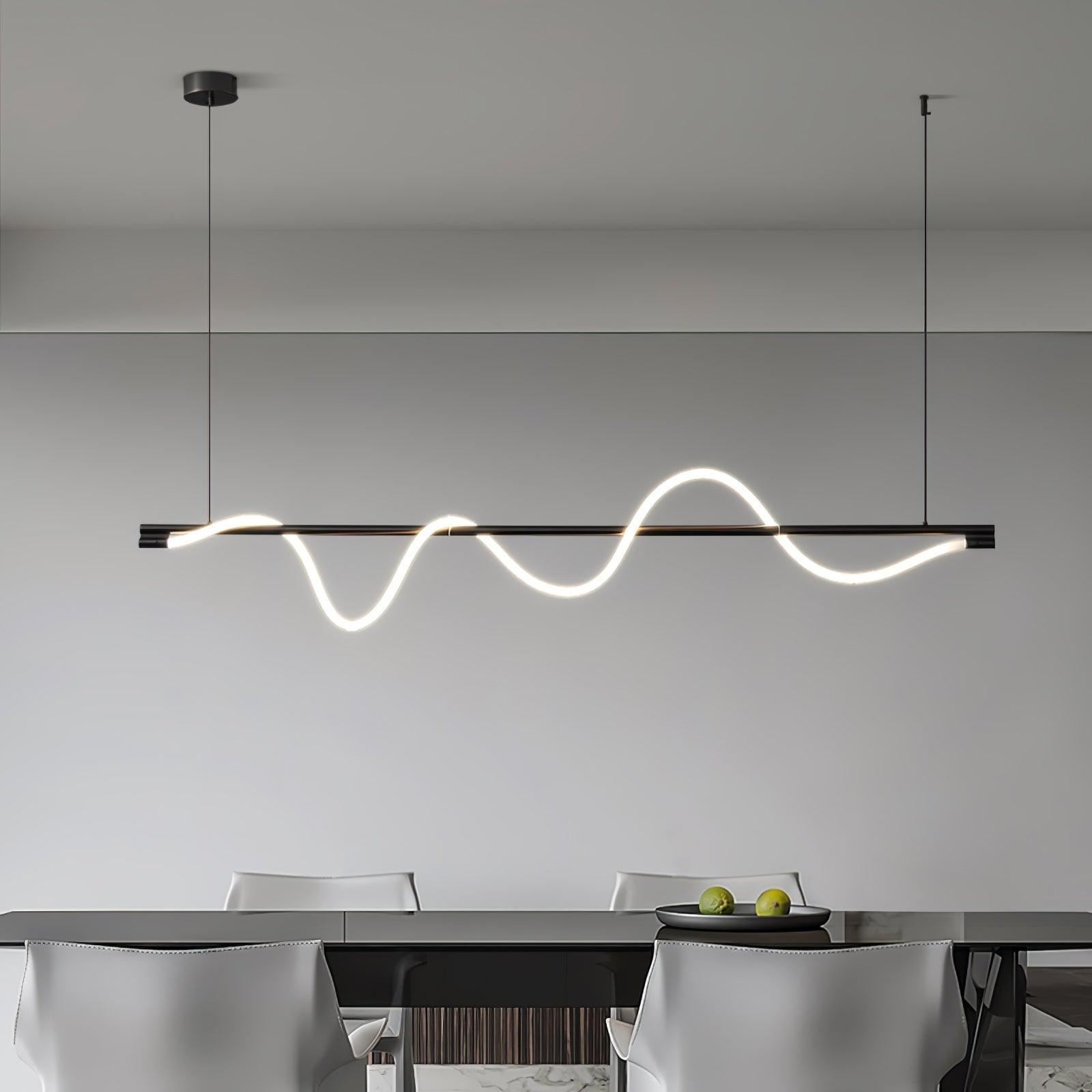 Modern Wave LED Linear Pendant Light for Kitchen Island and Office