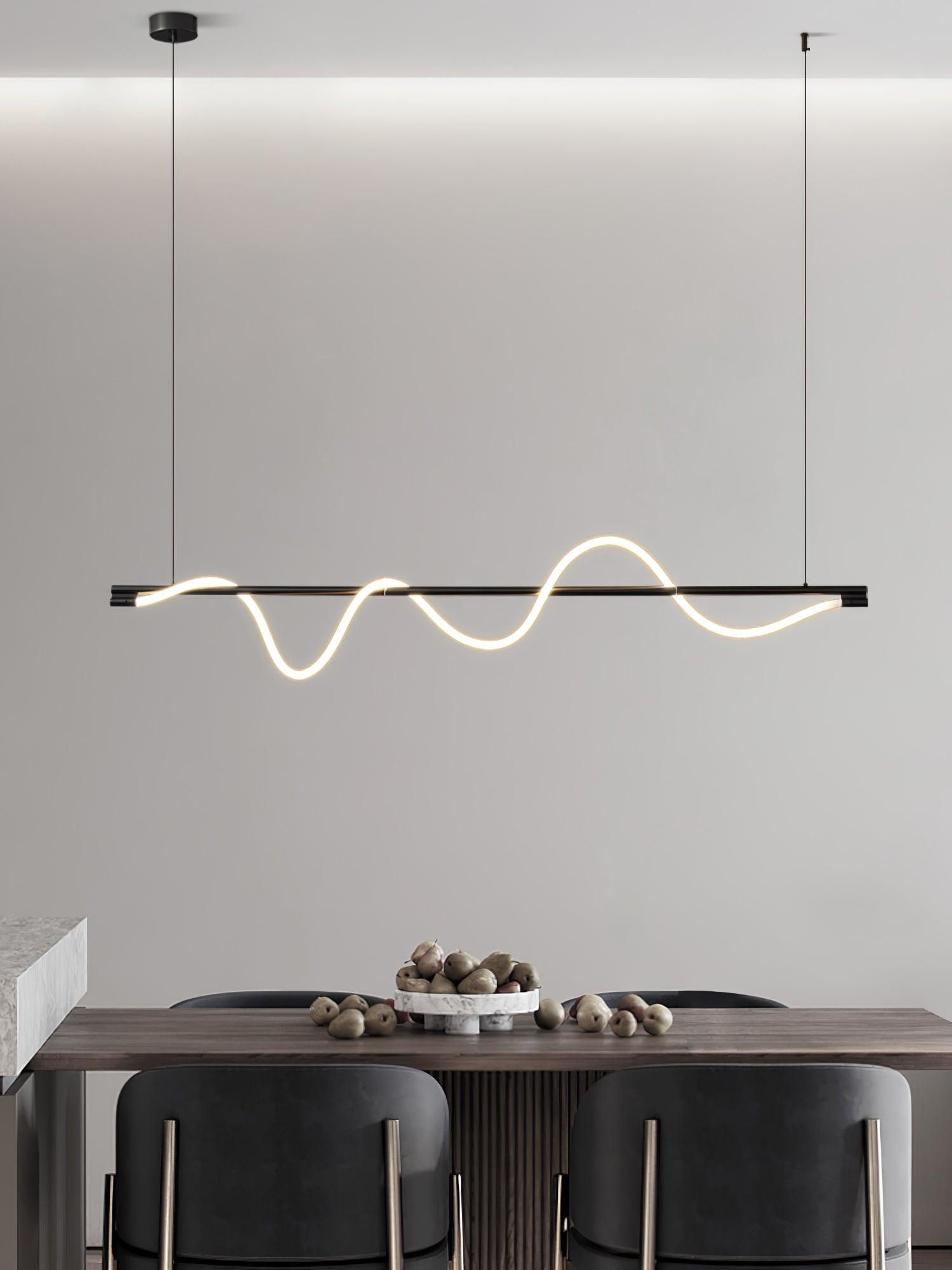Modern Wave LED Linear Pendant Light for Kitchen Island and Office
