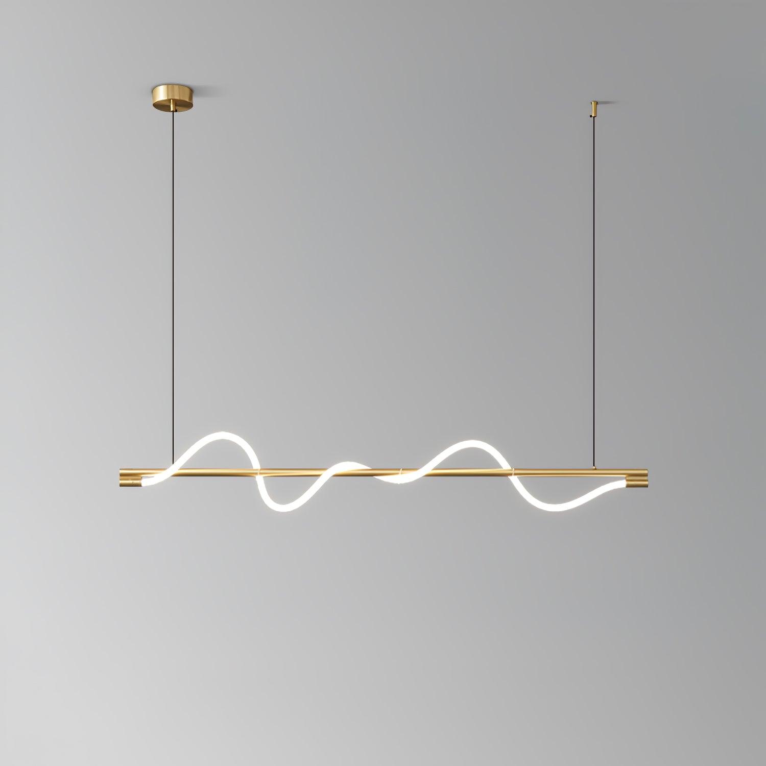 Modern Wave LED Linear Pendant Light for Kitchen Island and Office