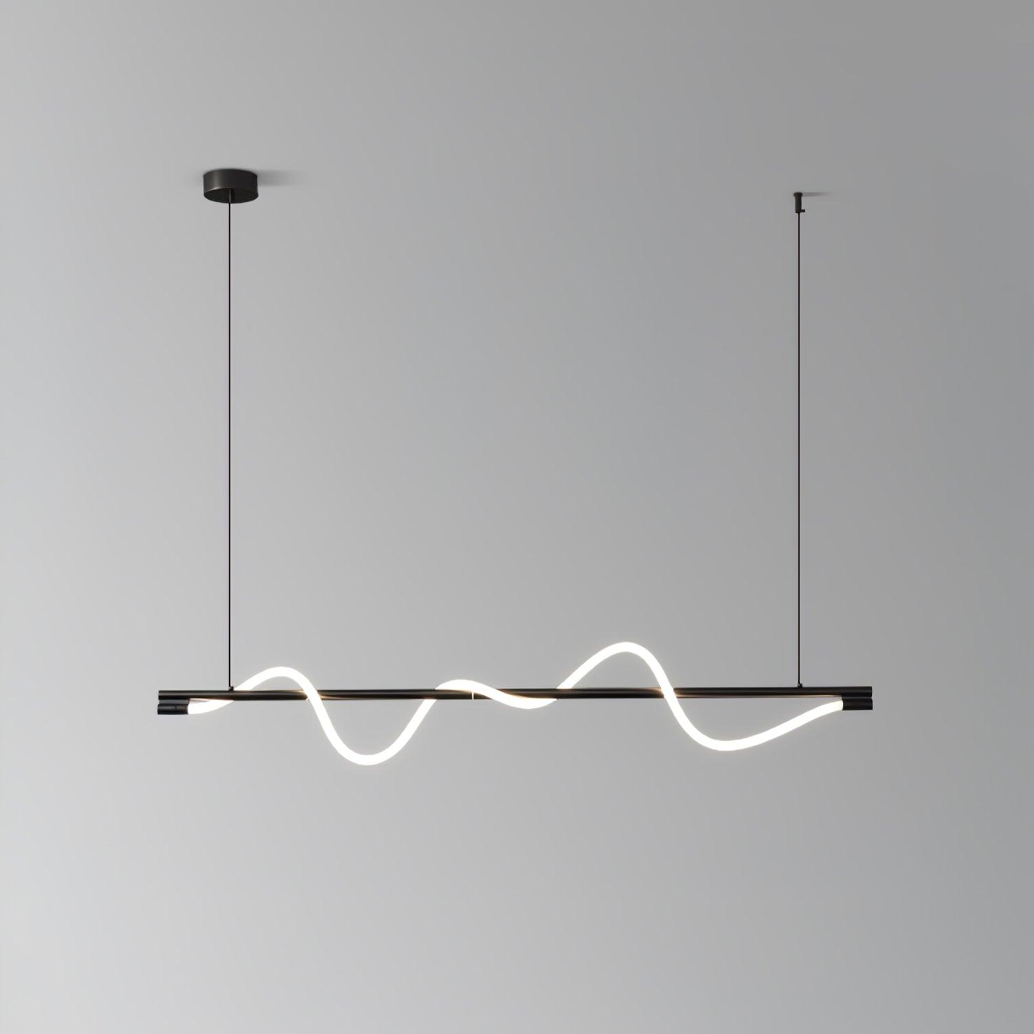 Modern Wave LED Linear Pendant Light for Kitchen Island and Office