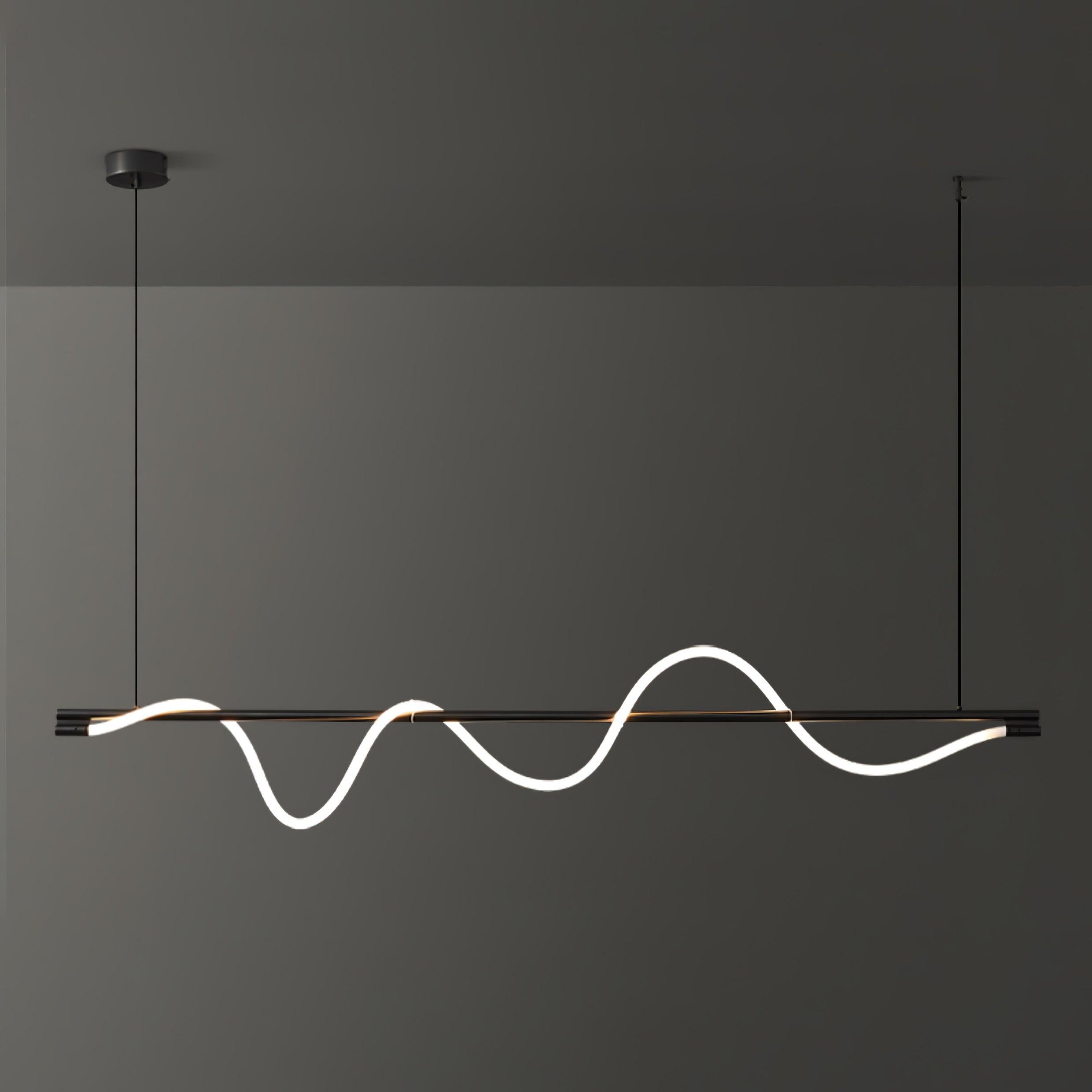 Modern Wave LED Linear Pendant Light for Kitchen Island and Office