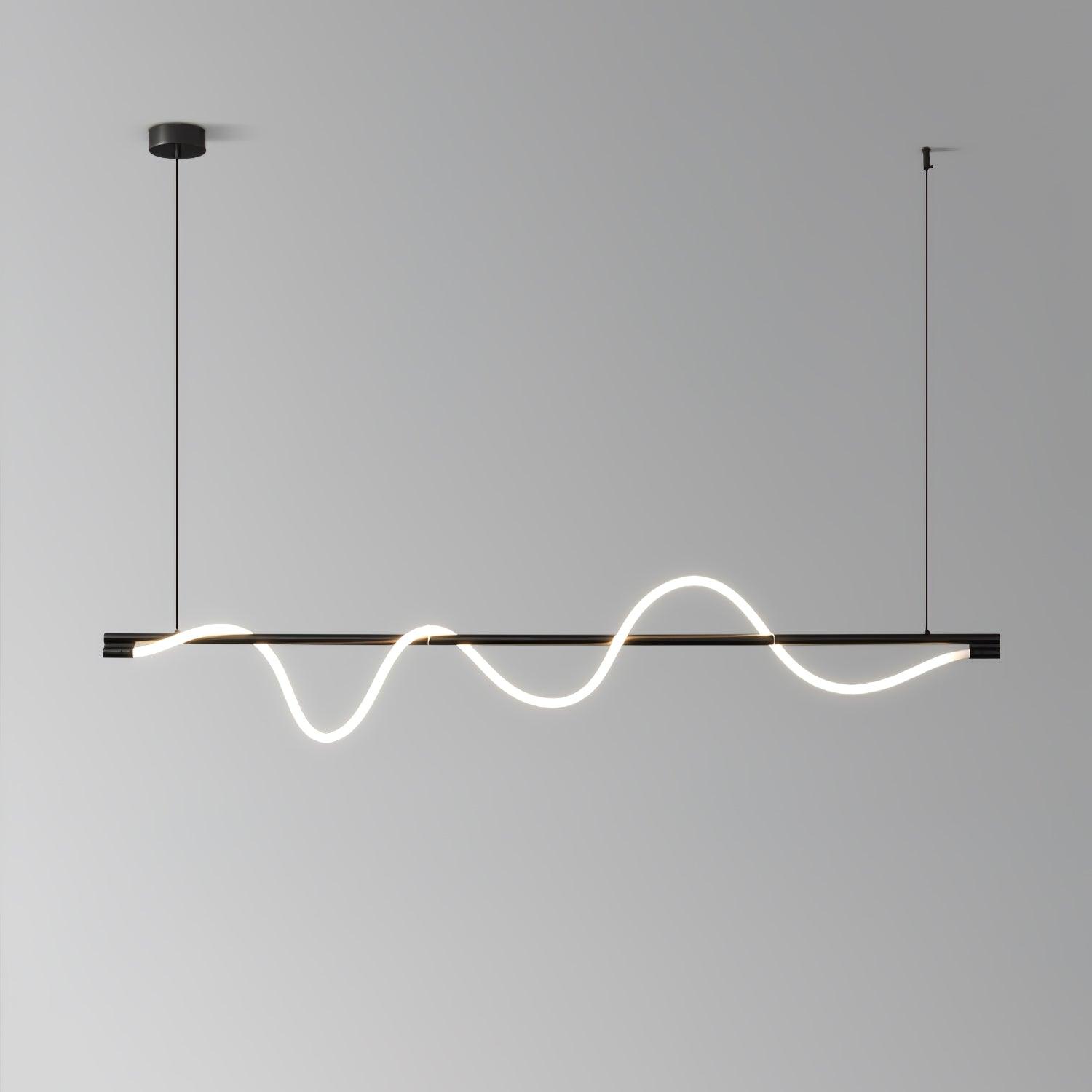 Modern Wave LED Linear Pendant Light for Kitchen Island and Office