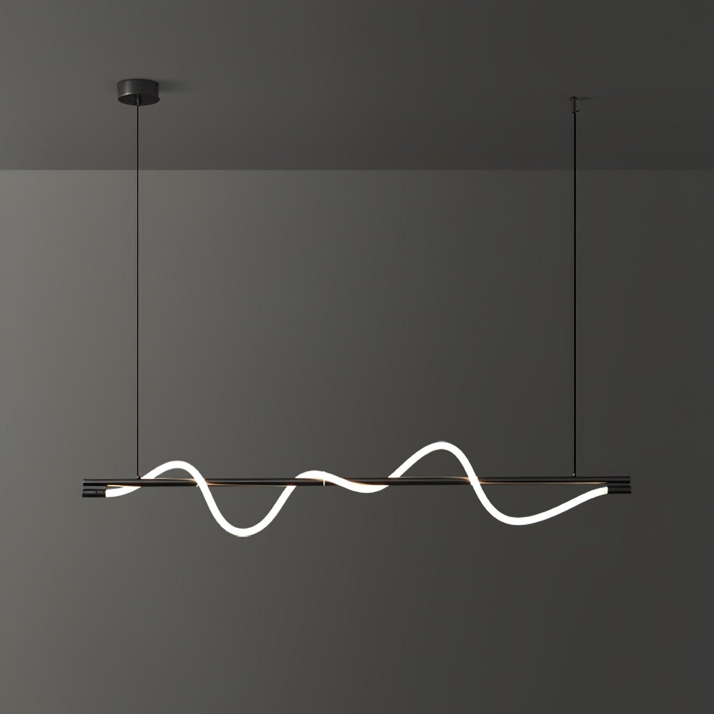 Modern Wave LED Linear Pendant Light for Kitchen Island and Office