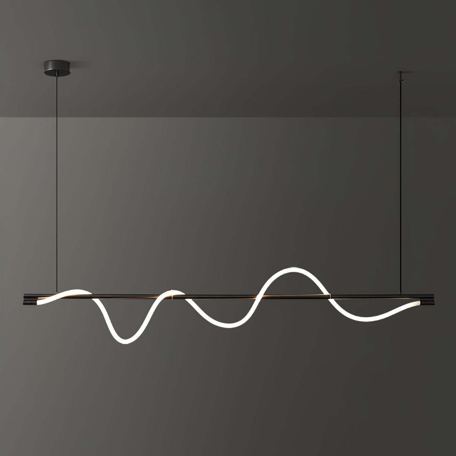 Modern Wave LED Linear Pendant Light for Kitchen Island and Office