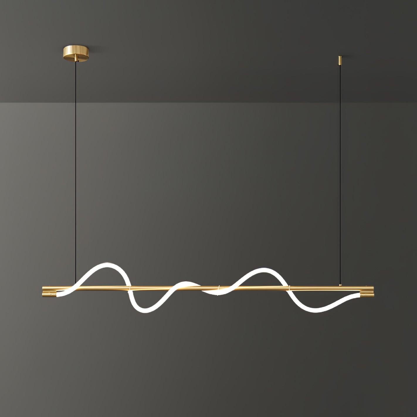 Modern Wave LED Linear Pendant Light for Kitchen Island and Office