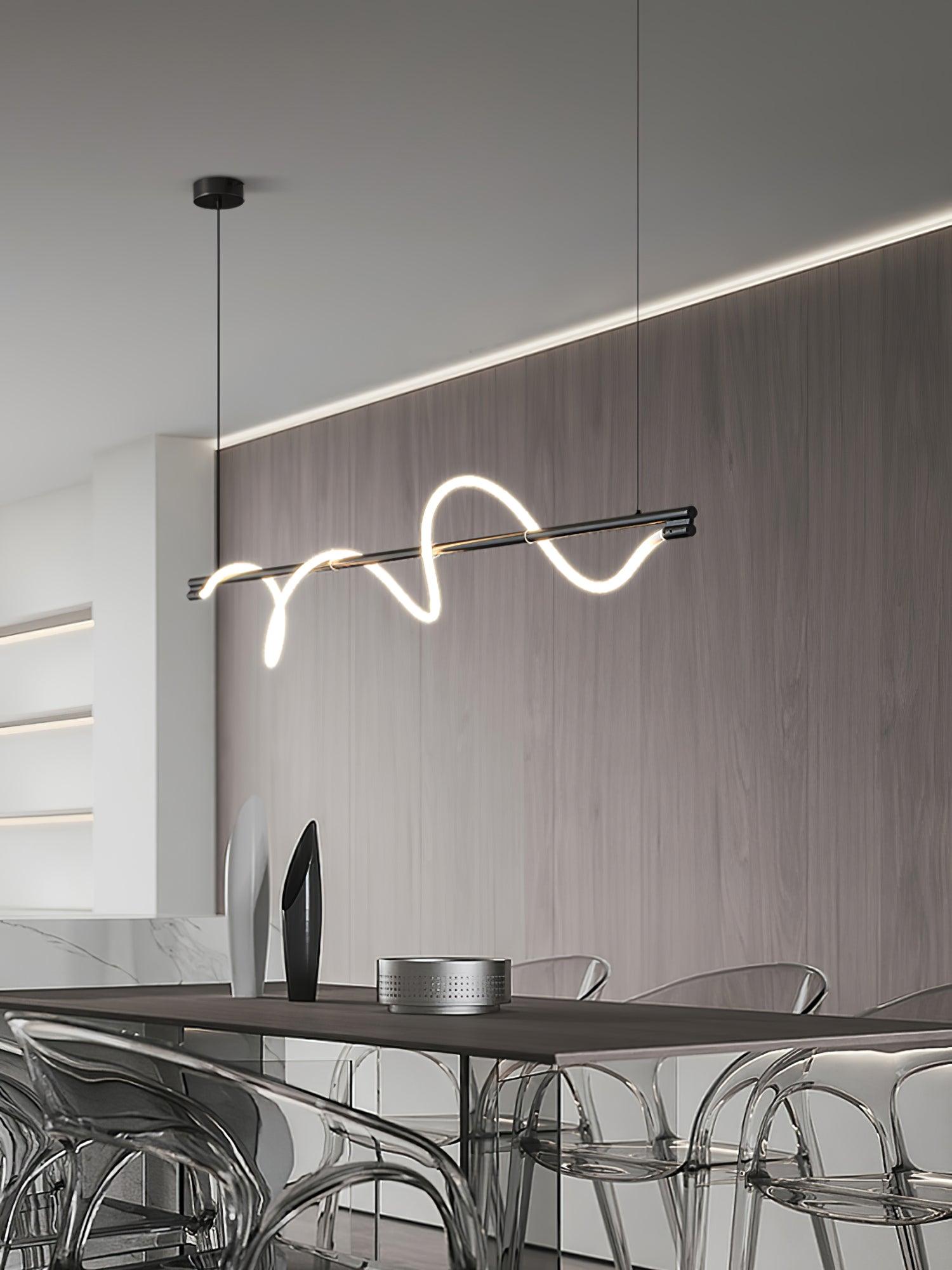 Modern Wave LED Linear Pendant Light for Kitchen Island and Office